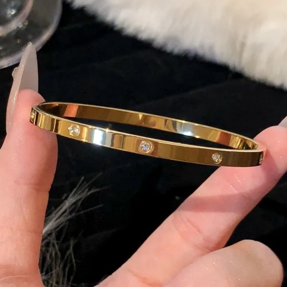 Titanium Steel Bangles in Gold Snap on Bracelets - Picture 1 of 7